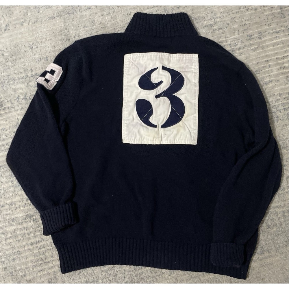 Polo Ralph Lauren Mock neck 1/4 Zip Sweater NAVY white Big Pony #3 Boys XXL Read